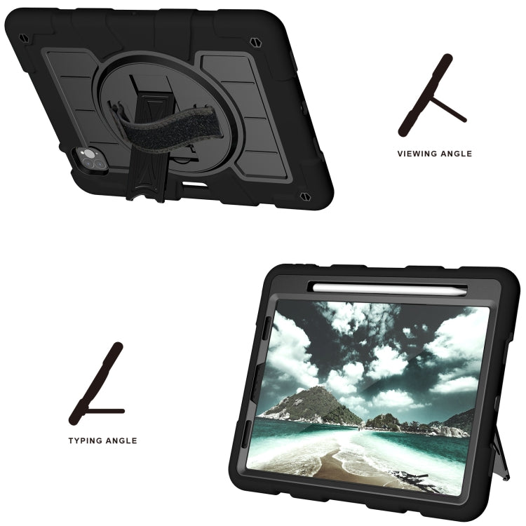 For iPad Air 2020 / 2022 10.9 Silicone Hybrid PC Shockproof Tablet Case with Shoulder Strap(Black) - iPad Air (2022) / (2020) 10.9 Cases by buy2fix | Online Shopping UK | buy2fix