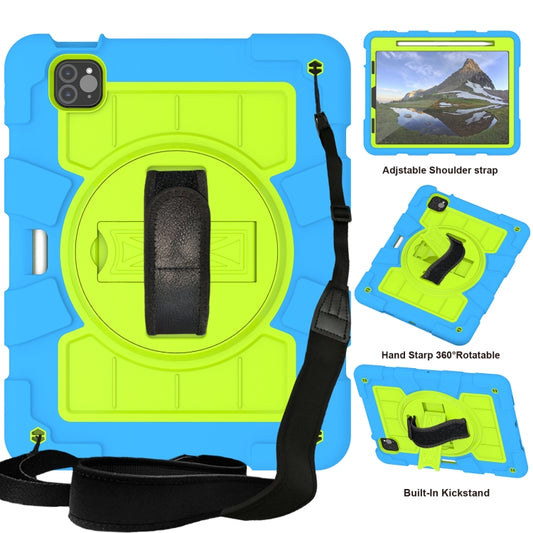 For iPad Air 2020 / 2022 10.9 Silicone Hybrid PC Shockproof Tablet Case with Shoulder Strap(Bluish-Green) - iPad Air (2022) / (2020) 10.9 Cases by buy2fix | Online Shopping UK | buy2fix