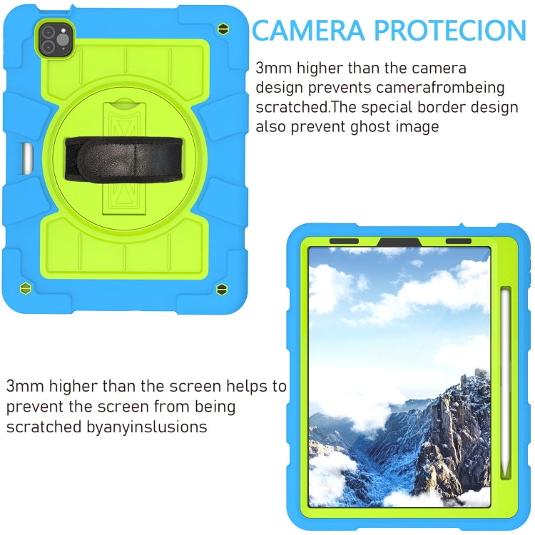 For iPad Air 2020 / 2022 10.9 Silicone Hybrid PC Shockproof Tablet Case with Shoulder Strap(Bluish-Green) - iPad Air (2022) / (2020) 10.9 Cases by buy2fix | Online Shopping UK | buy2fix