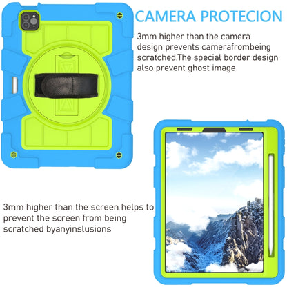 For iPad Air 2020 / 2022 10.9 Silicone Hybrid PC Shockproof Tablet Case with Shoulder Strap(Bluish-Green) - iPad Air (2022) / (2020) 10.9 Cases by buy2fix | Online Shopping UK | buy2fix