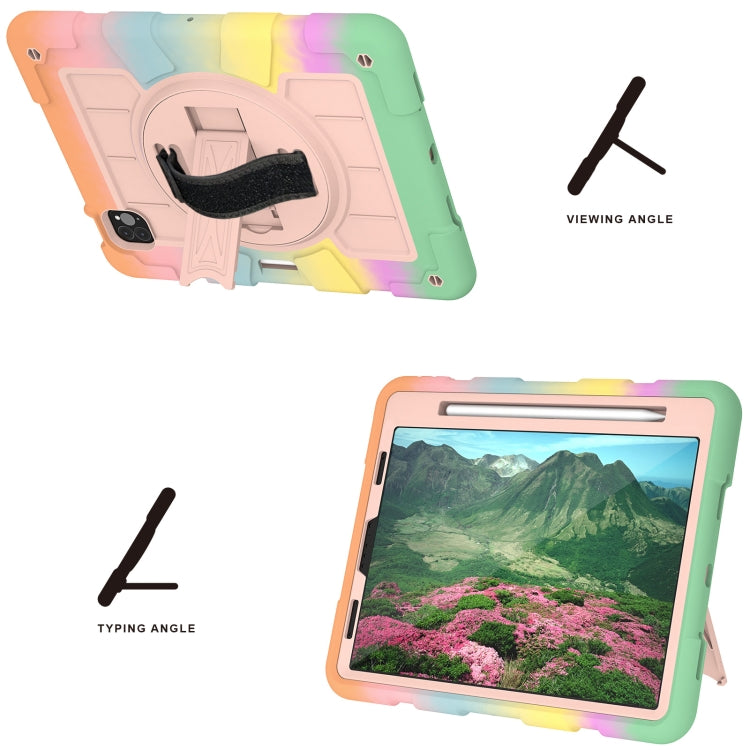 For iPad Air 2020 / 2022 10.9 Silicone Hybrid PC Shockproof Tablet Case with Shoulder Strap(Colorful Gold) - iPad Air (2022) / (2020) 10.9 Cases by buy2fix | Online Shopping UK | buy2fix