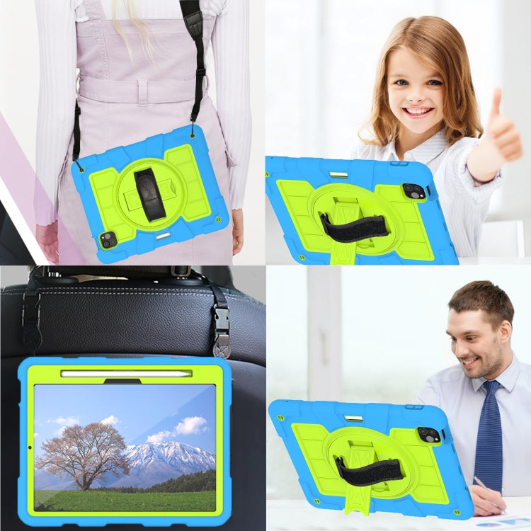 For iPad Air 11 2025 / 2024 Silicone Hybrid PC Shockproof Tablet Case with Shoulder Strap(Bluish-Green) - iPad Air 11 2025 / 2024 Cases by buy2fix | Online Shopping UK | buy2fix