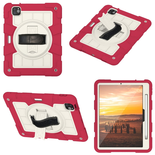 For iPad Pro 11 2025 / 2024 Silicone Hybrid PC Shockproof Tablet Case with Shoulder Strap(Feifan Magenta) by buy2fix