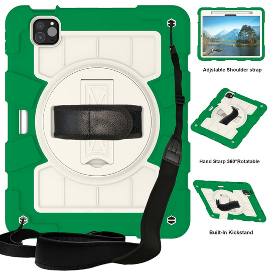 For iPad Pro 11 2025 / 2024 Silicone Hybrid PC Shockproof Tablet Case with Shoulder Strap(Classic Green)