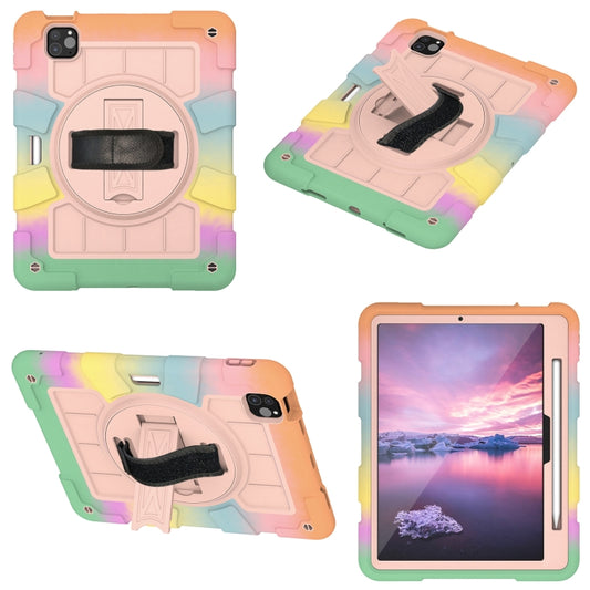 For iPad Pro 11 2025 / 2024 Silicone Hybrid PC Shockproof Tablet Case with Shoulder Strap(Colorful Gold) by buy2fix