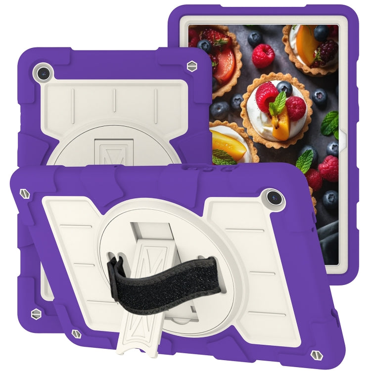 For Samsung Galaxy Tab A9+ Silicone Hybrid PC Shockproof Tablet Case with Shoulder Strap(Catharanthus Roseus) - Galaxy Tab A9+ by buy2fix | Online Shopping UK | buy2fix