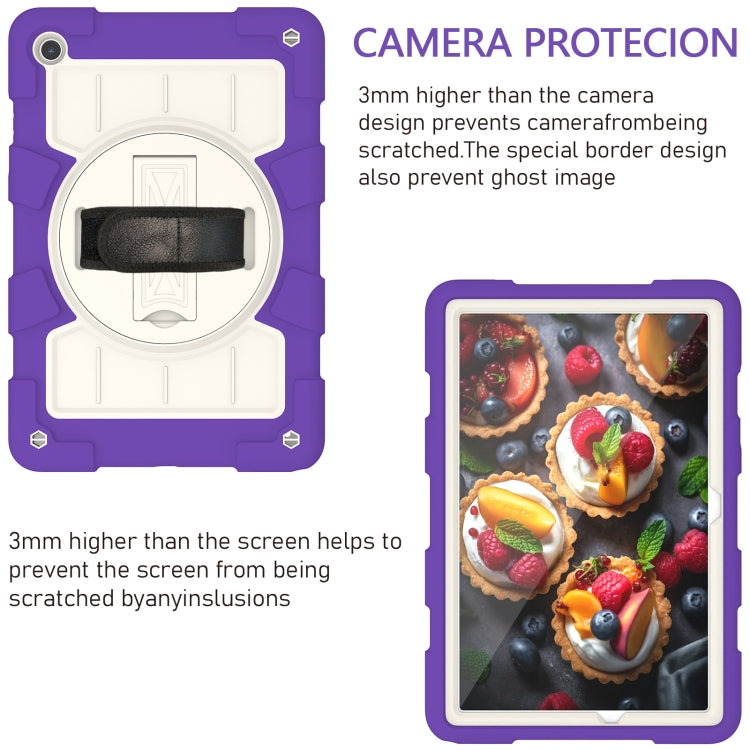 For Samsung Galaxy Tab A9+ Silicone Hybrid PC Shockproof Tablet Case with Shoulder Strap(Catharanthus Roseus) - Galaxy Tab A9+ by buy2fix | Online Shopping UK | buy2fix