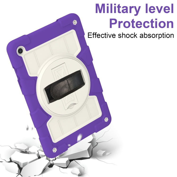 For Samsung Galaxy Tab A9+ Silicone Hybrid PC Shockproof Tablet Case with Shoulder Strap(Catharanthus Roseus) - Galaxy Tab A9+ by buy2fix | Online Shopping UK | buy2fix