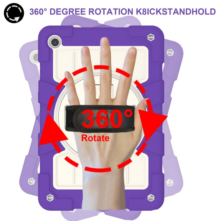 For Samsung Galaxy Tab A9+ Silicone Hybrid PC Shockproof Tablet Case with Shoulder Strap(Catharanthus Roseus) - Galaxy Tab A9+ by buy2fix | Online Shopping UK | buy2fix