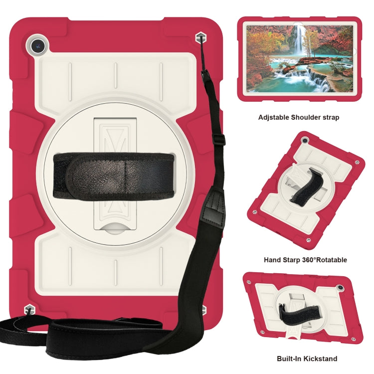 For Samsung Galaxy Tab A9+ Silicone Hybrid PC Shockproof Tablet Case with Shoulder Strap(Feifan Magenta) - Galaxy Tab A9+ by buy2fix | Online Shopping UK | buy2fix