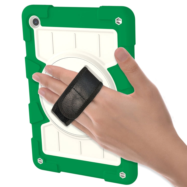 For Samsung Galaxy Tab A9+ Silicone Hybrid PC Shockproof Tablet Case with Shoulder Strap(Classic Green) - Galaxy Tab A9+ by buy2fix | Online Shopping UK | buy2fix