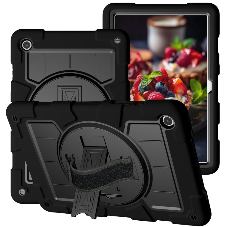 For Samsung Galaxy Tab A9+ Silicone Hybrid PC Shockproof Tablet Case with Shoulder Strap(Black) - Galaxy Tab A9+ by buy2fix | Online Shopping UK | buy2fix