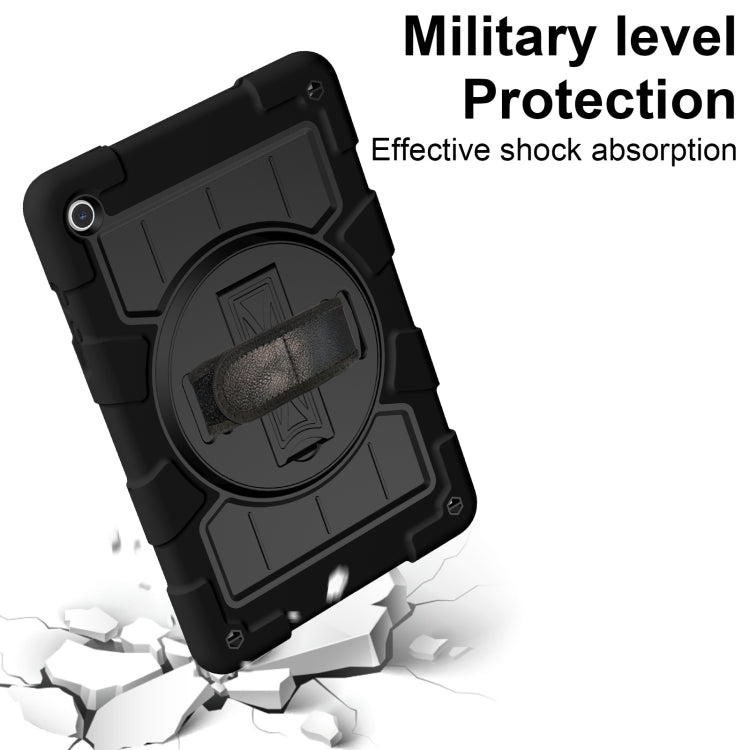 For Samsung Galaxy Tab A9+ Silicone Hybrid PC Shockproof Tablet Case with Shoulder Strap(Black) - Galaxy Tab A9+ by buy2fix | Online Shopping UK | buy2fix