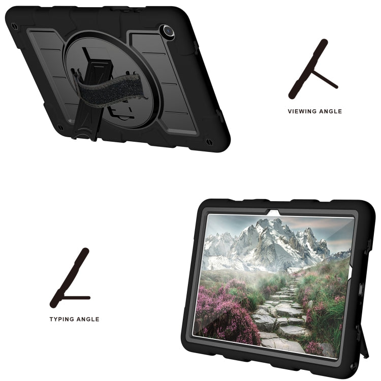 For Samsung Galaxy Tab A9+ Silicone Hybrid PC Shockproof Tablet Case with Shoulder Strap(Black) - Galaxy Tab A9+ by buy2fix | Online Shopping UK | buy2fix