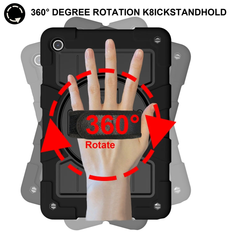 For Samsung Galaxy Tab A9+ Silicone Hybrid PC Shockproof Tablet Case with Shoulder Strap(Black) - Galaxy Tab A9+ by buy2fix | Online Shopping UK | buy2fix