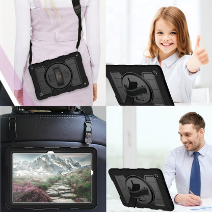 For Samsung Galaxy Tab A9+ Silicone Hybrid PC Shockproof Tablet Case with Shoulder Strap(Black) - Galaxy Tab A9+ by buy2fix | Online Shopping UK | buy2fix