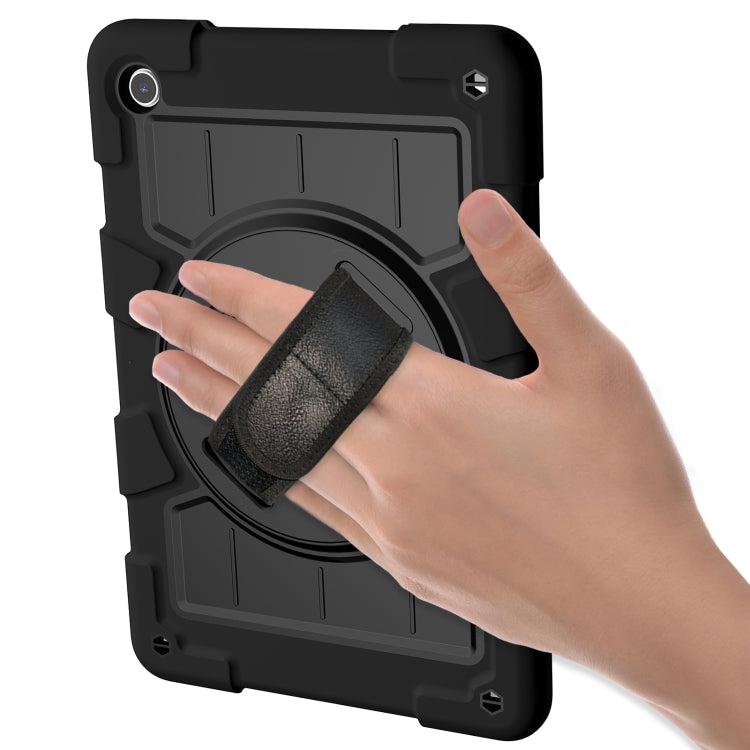 For Samsung Galaxy Tab A9+ Silicone Hybrid PC Shockproof Tablet Case with Shoulder Strap(Black) - Galaxy Tab A9+ by buy2fix | Online Shopping UK | buy2fix