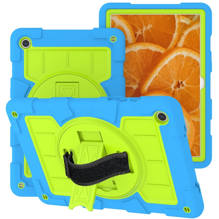 For Samsung Galaxy Tab A9+ Silicone Hybrid PC Shockproof Tablet Case with Shoulder Strap(Bluish-Green) - Galaxy Tab A9+ by buy2fix | Online Shopping UK | buy2fix