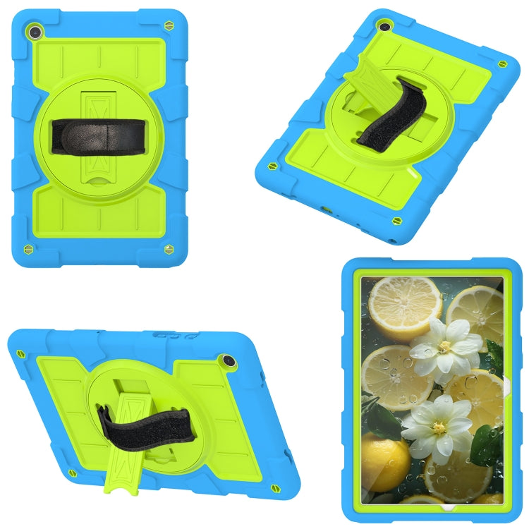 For Samsung Galaxy Tab A9+ Silicone Hybrid PC Shockproof Tablet Case with Shoulder Strap(Bluish-Green) - Galaxy Tab A9+ by buy2fix | Online Shopping UK | buy2fix