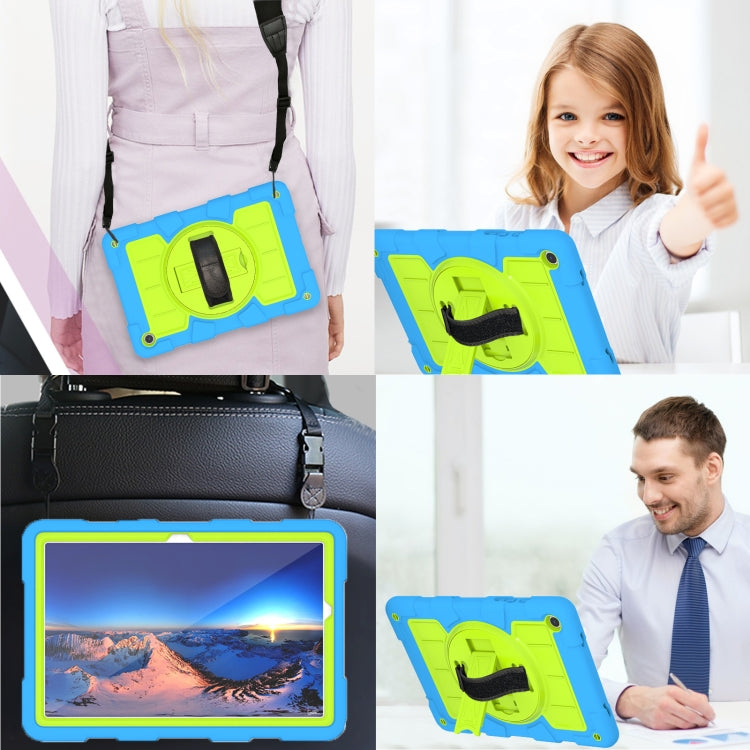 For Samsung Galaxy Tab A9+ Silicone Hybrid PC Shockproof Tablet Case with Shoulder Strap(Bluish-Green) - Galaxy Tab A9+ by buy2fix | Online Shopping UK | buy2fix