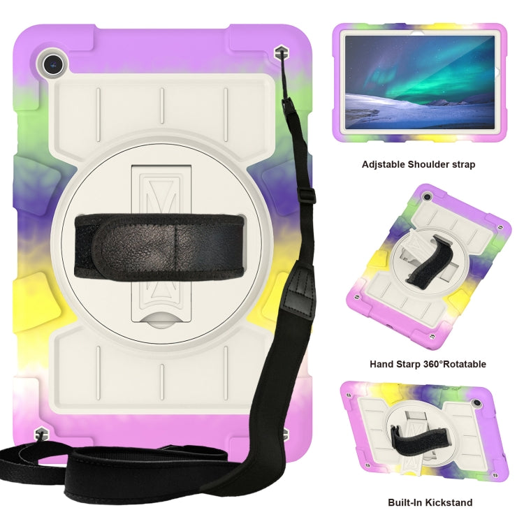 For Samsung Galaxy Tab A9+ Silicone Hybrid PC Shockproof Tablet Case with Shoulder Strap(Colorful Purple) - Galaxy Tab A9+ by buy2fix | Online Shopping UK | buy2fix