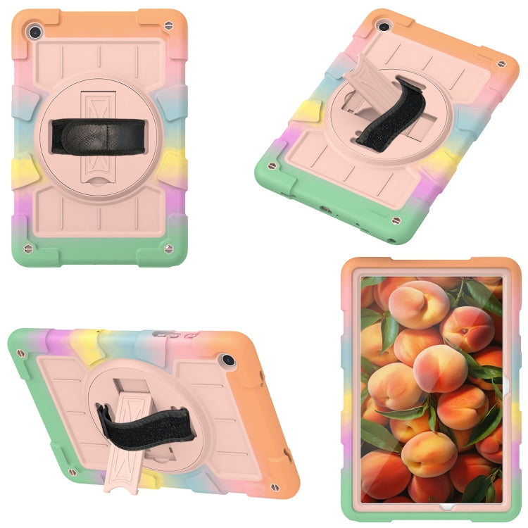 For Samsung Galaxy Tab A9+ Silicone Hybrid PC Shockproof Tablet Case with Shoulder Strap(Colorful Gold) - Galaxy Tab A9+ by buy2fix | Online Shopping UK | buy2fix