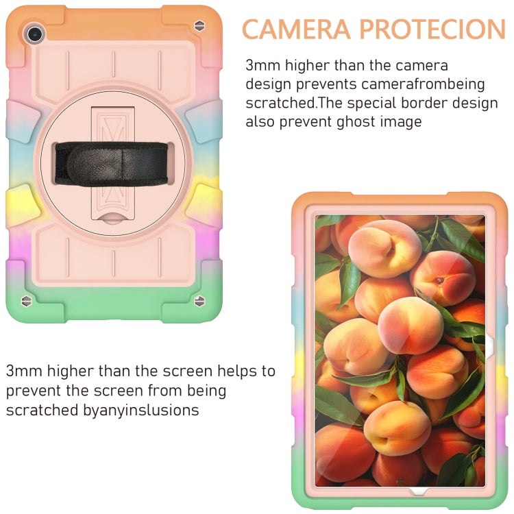 For Samsung Galaxy Tab A9+ Silicone Hybrid PC Shockproof Tablet Case with Shoulder Strap(Colorful Gold) - Galaxy Tab A9+ by buy2fix | Online Shopping UK | buy2fix