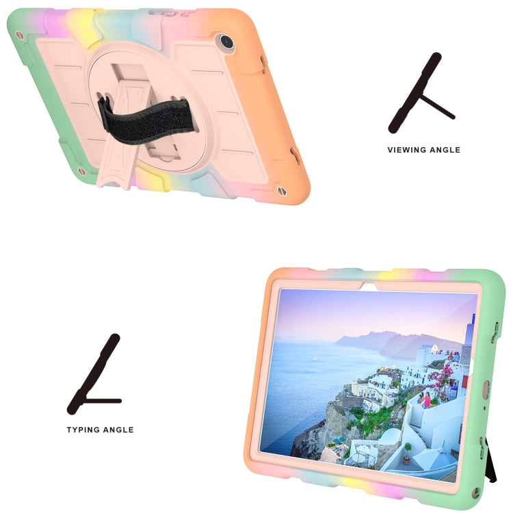 For Samsung Galaxy Tab A9+ Silicone Hybrid PC Shockproof Tablet Case with Shoulder Strap(Colorful Gold) - Galaxy Tab A9+ by buy2fix | Online Shopping UK | buy2fix