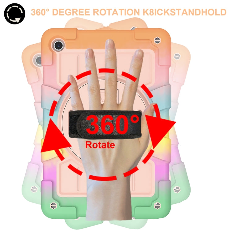 For Samsung Galaxy Tab A9+ Silicone Hybrid PC Shockproof Tablet Case with Shoulder Strap(Colorful Gold) - Galaxy Tab A9+ by buy2fix | Online Shopping UK | buy2fix