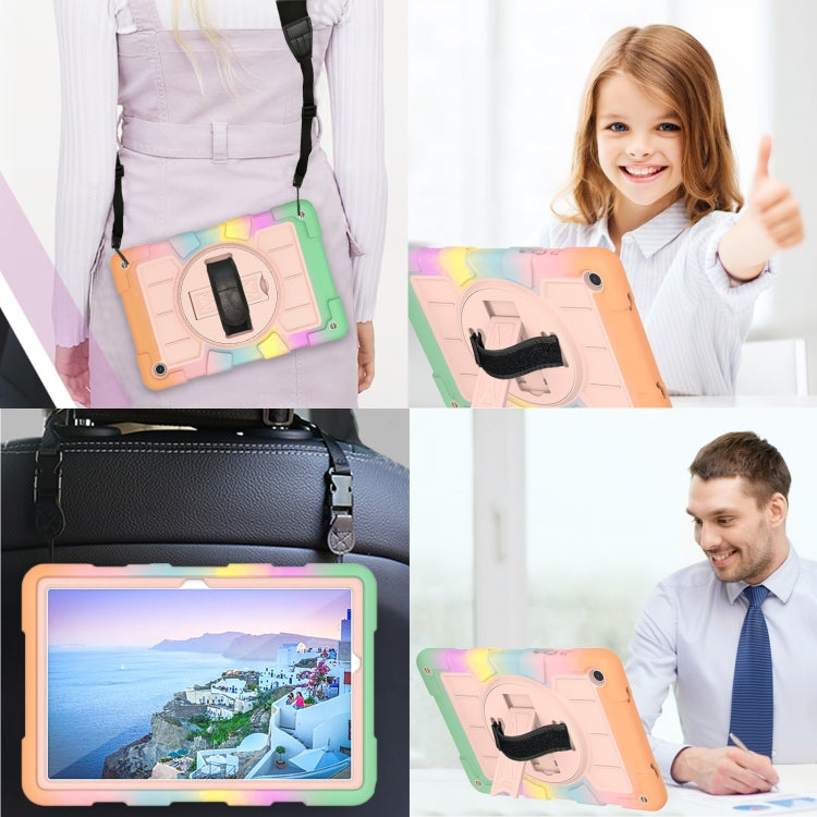 For Samsung Galaxy Tab A9+ Silicone Hybrid PC Shockproof Tablet Case with Shoulder Strap(Colorful Gold) - Galaxy Tab A9+ by buy2fix | Online Shopping UK | buy2fix