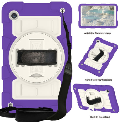 For Samsung Galaxy Tab A9 X110/X115 Silicone Hybrid PC Shockproof Tablet Case with Shoulder Strap(Catharanthus Roseus) - Galaxy Tab A9 by buy2fix | Online Shopping UK | buy2fix