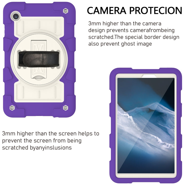 For Samsung Galaxy Tab A9 X110/X115 Silicone Hybrid PC Shockproof Tablet Case with Shoulder Strap(Catharanthus Roseus) - Galaxy Tab A9 by buy2fix | Online Shopping UK | buy2fix