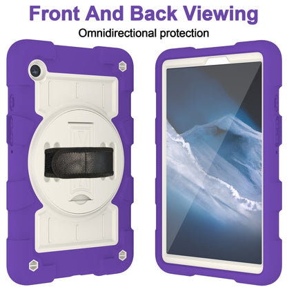 For Samsung Galaxy Tab A9 X110/X115 Silicone Hybrid PC Shockproof Tablet Case with Shoulder Strap(Catharanthus Roseus) - Galaxy Tab A9 by buy2fix | Online Shopping UK | buy2fix