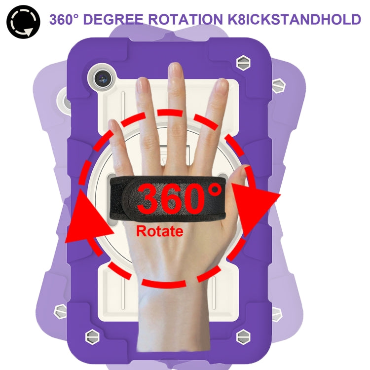 For Samsung Galaxy Tab A9 X110/X115 Silicone Hybrid PC Shockproof Tablet Case with Shoulder Strap(Catharanthus Roseus) - Galaxy Tab A9 by buy2fix | Online Shopping UK | buy2fix