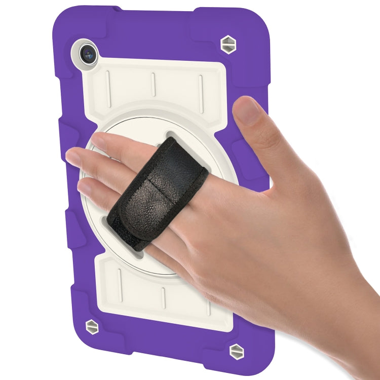 For Samsung Galaxy Tab A9 X110/X115 Silicone Hybrid PC Shockproof Tablet Case with Shoulder Strap(Catharanthus Roseus) - Galaxy Tab A9 by buy2fix | Online Shopping UK | buy2fix