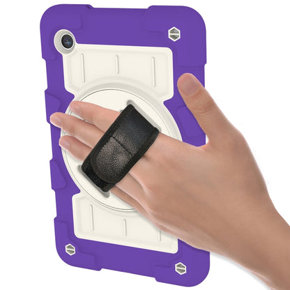 For Samsung Galaxy Tab A9 X110/X115 Silicone Hybrid PC Shockproof Tablet Case with Shoulder Strap(Catharanthus Roseus) - Galaxy Tab A9 by buy2fix | Online Shopping UK | buy2fix