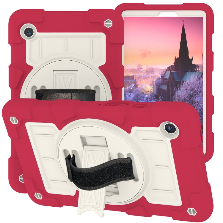 For Samsung Galaxy Tab A9 X110/X115 Silicone Hybrid PC Shockproof Tablet Case with Shoulder Strap(Feifan Magenta) - Galaxy Tab A9 by buy2fix | Online Shopping UK | buy2fix