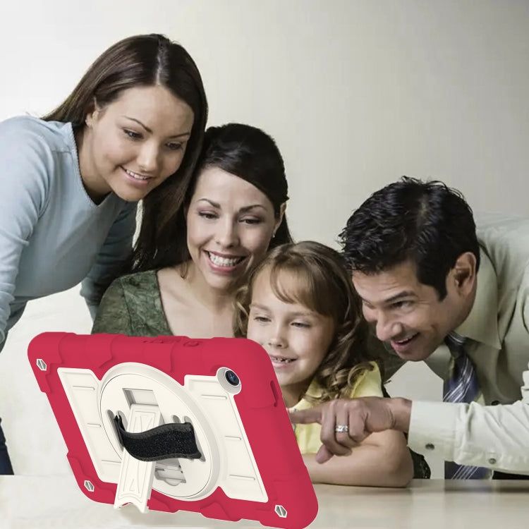 For Samsung Galaxy Tab A9 X110/X115 Silicone Hybrid PC Shockproof Tablet Case with Shoulder Strap(Feifan Magenta) - Galaxy Tab A9 by buy2fix | Online Shopping UK | buy2fix