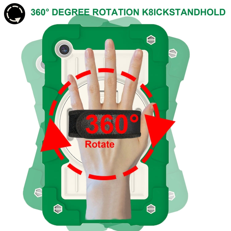 For Samsung Galaxy Tab A9 X110/X115 Silicone Hybrid PC Shockproof Tablet Case with Shoulder Strap(Classic Green) - Galaxy Tab A9 by buy2fix | Online Shopping UK | buy2fix