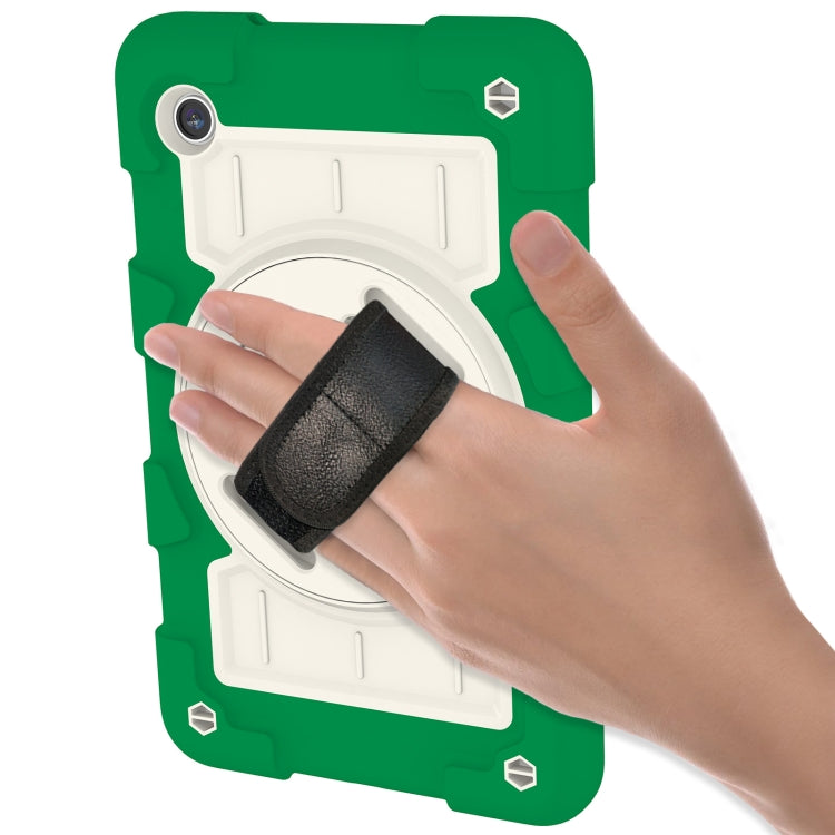 For Samsung Galaxy Tab A9 X110/X115 Silicone Hybrid PC Shockproof Tablet Case with Shoulder Strap(Classic Green) - Galaxy Tab A9 by buy2fix | Online Shopping UK | buy2fix