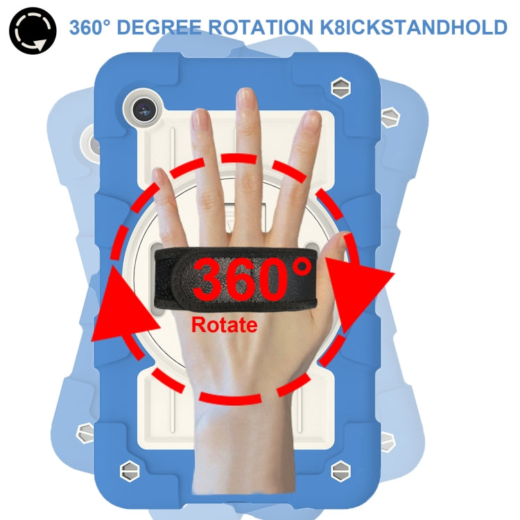 For Samsung Galaxy Tab A9 X110/X115 Silicone Hybrid PC Shockproof Tablet Case with Shoulder Strap(Azure Blue) - Galaxy Tab A9 by buy2fix | Online Shopping UK | buy2fix