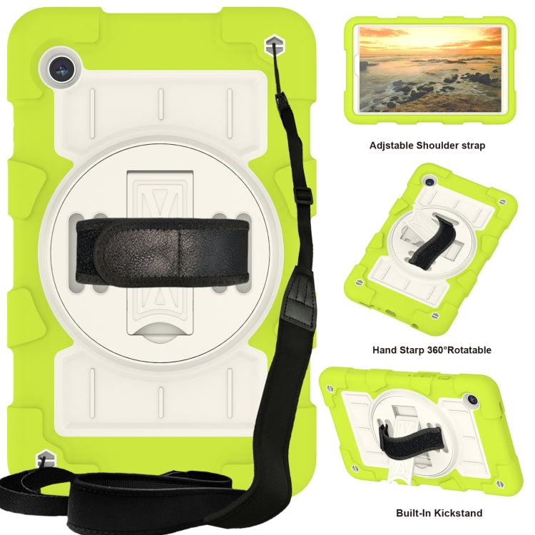 For Samsung Galaxy Tab A9 X110/X115 Silicone Hybrid PC Shockproof Tablet Case with Shoulder Strap(Love Birds Green) - Galaxy Tab A9 by buy2fix | Online Shopping UK | buy2fix