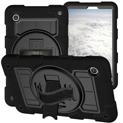 For Samsung Galaxy Tab A9 X110/X115 Silicone Hybrid PC Shockproof Tablet Case with Shoulder Strap(Black) - Galaxy Tab A9 by buy2fix | Online Shopping UK | buy2fix