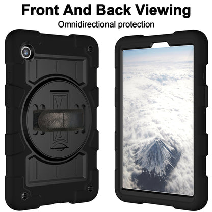 For Samsung Galaxy Tab A9 X110/X115 Silicone Hybrid PC Shockproof Tablet Case with Shoulder Strap(Black) - Galaxy Tab A9 by buy2fix | Online Shopping UK | buy2fix