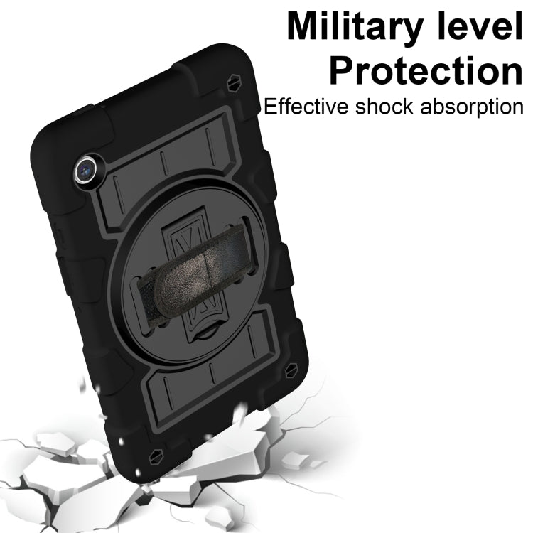 For Samsung Galaxy Tab A9 X110/X115 Silicone Hybrid PC Shockproof Tablet Case with Shoulder Strap(Black) - Galaxy Tab A9 by buy2fix | Online Shopping UK | buy2fix