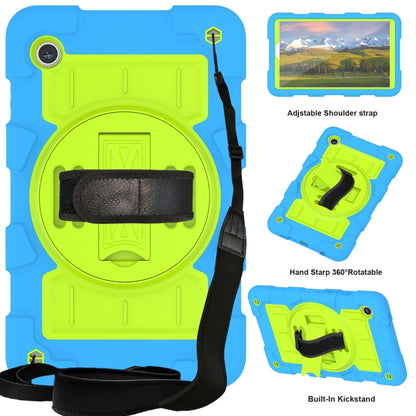 For Samsung Galaxy Tab A9 X110/X115 Silicone Hybrid PC Shockproof Tablet Case with Shoulder Strap(Bluish-Green) - Galaxy Tab A9 by buy2fix | Online Shopping UK | buy2fix