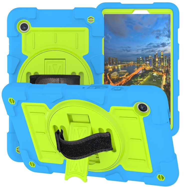 For Samsung Galaxy Tab A9 X110/X115 Silicone Hybrid PC Shockproof Tablet Case with Shoulder Strap(Bluish-Green) - Galaxy Tab A9 by buy2fix | Online Shopping UK | buy2fix