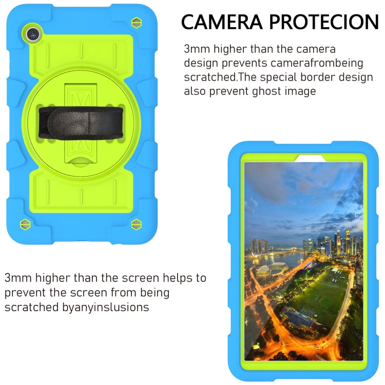 For Samsung Galaxy Tab A9 X110/X115 Silicone Hybrid PC Shockproof Tablet Case with Shoulder Strap(Bluish-Green) - Galaxy Tab A9 by buy2fix | Online Shopping UK | buy2fix