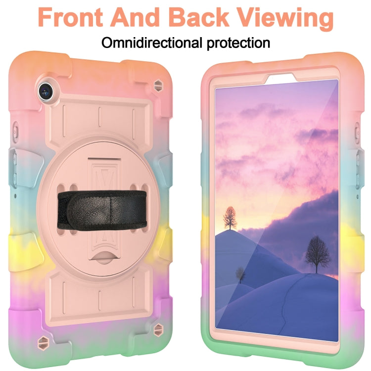 For Samsung Galaxy Tab A9 X110/X115 Silicone Hybrid PC Shockproof Tablet Case with Shoulder Strap(Colorful Gold) - Galaxy Tab A9 by buy2fix | Online Shopping UK | buy2fix