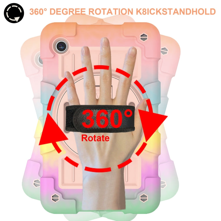 For Samsung Galaxy Tab A9 X110/X115 Silicone Hybrid PC Shockproof Tablet Case with Shoulder Strap(Colorful Gold) - Galaxy Tab A9 by buy2fix | Online Shopping UK | buy2fix